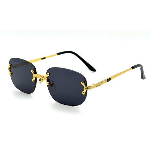 Rimless Sunglasses Gold Frame Vintage Rectangle Fashion Shades Men UV400 Protect - Picture 3 of 6